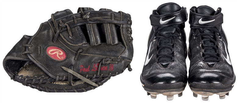Lot of (2) Paul Lo Duca Game Used Rawlings Glove & Nike Cleats (PSA/DNA & JT Sports)